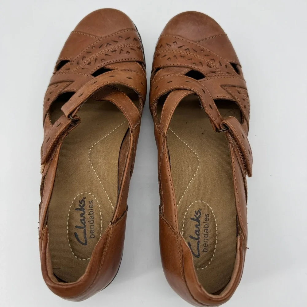Clarks Bendables‎ Ashland River Flats Loafers 7.5M Leather Comfort Boho Granola